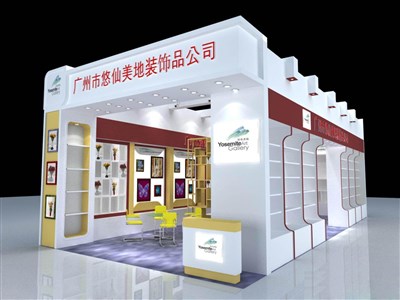 72平米展臺(tái)設(shè)計(jì)制作：二面開口/現(xiàn)代/木質(zhì)結(jié)構(gòu)/白色，為工藝品展展商而作（免費(fèi)使用）