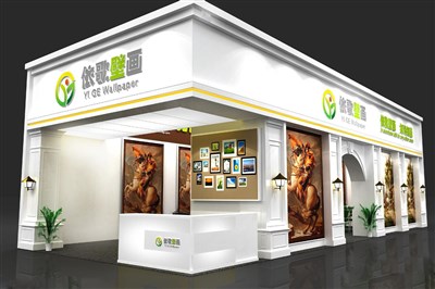 90平米展臺(tái)設(shè)計(jì)制作：二面開口/歐式/木質(zhì)結(jié)構(gòu)/白色，為工藝品展展商而作（免費(fèi)使用）