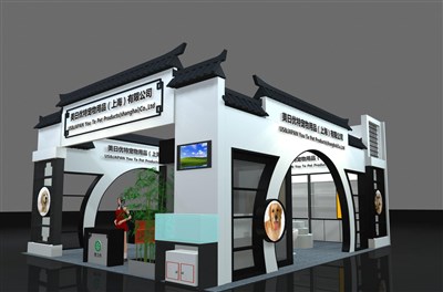 80平米展臺設計制作：三面開口/中式/木質結構/白色，為寵物水族展展商而作（免費使用）