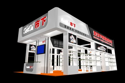 72平米展臺設(shè)計制作：三面開口/現(xiàn)代/木質(zhì)結(jié)構(gòu)/白色，為工具展展商而作（免費使用）