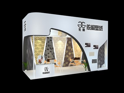 21平米展臺(tái)設(shè)計(jì)制作：二面開(kāi)口/現(xiàn)代/木質(zhì)結(jié)構(gòu)/白色，為建材展展商而作（免費(fèi)使用）