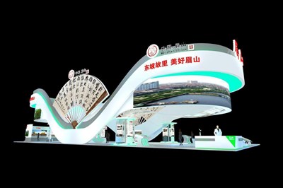 574平米展臺設(shè)計制作：四面開口/現(xiàn)代/木質(zhì)結(jié)構(gòu)/綠色，為文博會展商而作（免費使用）