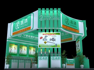 36平米展臺設(shè)計制作：三面開口/現(xiàn)代/木質(zhì)結(jié)構(gòu)/綠色，為五金展展商而作（免費使用）