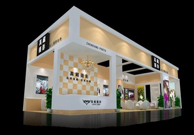 90平米展臺(tái)設(shè)計(jì)制作：二面開(kāi)口/現(xiàn)代/木質(zhì)結(jié)構(gòu)/米色，為婚博會(huì)展商而作（免費(fèi)使用）