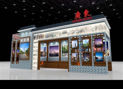 34.5平米展臺(tái)設(shè)計(jì)制作：三面開(kāi)口/中式/木質(zhì)結(jié)構(gòu)/灰色，為文博會(huì)展商而作（免費(fèi)使用）
