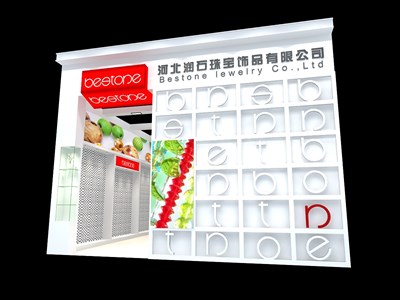 36平米展臺設計制作：一面開口/現(xiàn)代/木質(zhì)結(jié)構/白色，為珠寶展展商而作（免費使用）