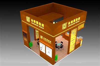 36平米展臺設計制作：四面開口/現(xiàn)代/木質(zhì)結(jié)構/黃色，為珠寶展展商而作（免費使用）