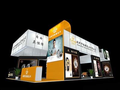 120平米展臺設(shè)計制作：四面開口/現(xiàn)代/木質(zhì)結(jié)構(gòu)/白色，為鐘表展展商而作（免費使用）