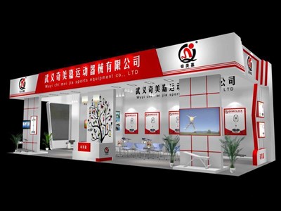 93平米展臺設(shè)計制作：三面開口/現(xiàn)代/木質(zhì)結(jié)構(gòu)/白色，為體博會展商而作（免費使用）
