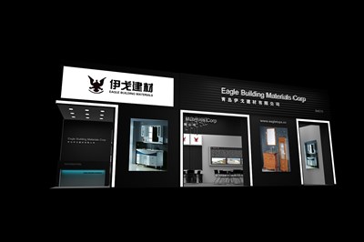 72平米展臺(tái)設(shè)計(jì)制作：二面開(kāi)口/現(xiàn)代/木質(zhì)結(jié)構(gòu)/黑色，為衛(wèi)浴展展商而作（免費(fèi)使用）