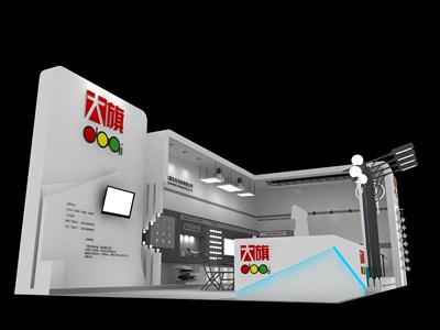 72平米展臺設(shè)計制作：二面開口/現(xiàn)代/木質(zhì)結(jié)構(gòu)/白色，為照明展展商而作（免費(fèi)使用）