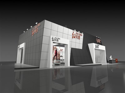 315平米展臺設計制作：三面開口/現(xiàn)代/木質結構/灰色，為服裝展展商而作（免費使用）