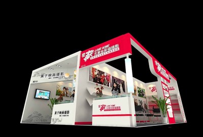 56平米展臺設計制作：三面開口/現(xiàn)代/木質(zhì)結(jié)構(gòu)/米色，為玩具展展商而作（免費使用）