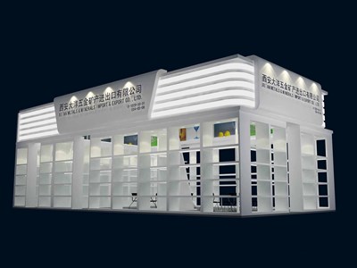 72平米展臺設(shè)計制作：二面開口/現(xiàn)代/木質(zhì)結(jié)構(gòu)/白色，為玩具展展商而作（免費使用）