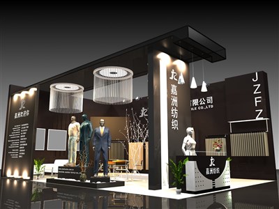 54平米展臺設計制作：二面開口/現(xiàn)代/木質(zhì)結(jié)構(gòu)/黑色，為服裝展展商而作（免費使用）