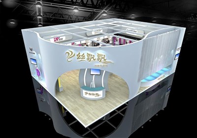 130平米展臺設(shè)計制作：二面開口/現(xiàn)代/木質(zhì)結(jié)構(gòu)/白色，為服裝展展商而作（免費使用）
