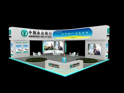 180平米展臺設(shè)計制作：二面開口/現(xiàn)代/木質(zhì)結(jié)構(gòu)/綠色，為金融展展商而作（免費使用）