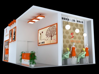 54平米展臺設計制作：二面開口/現(xiàn)代/木質(zhì)結(jié)構(gòu)/白色，為服裝展展商而作（免費使用）
