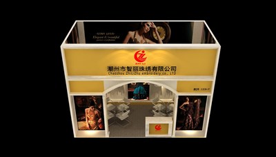 18平米展臺設(shè)計制作：一面開口/現(xiàn)代/木質(zhì)結(jié)構(gòu)/黃色，為服裝展展商而作（免費使用）