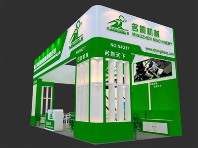 36平米展臺(tái)設(shè)計(jì)制作：三面開口/前衛(wèi)/木質(zhì)結(jié)構(gòu)/綠色，為汽配展展商而作（免費(fèi)使用）