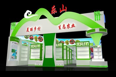 210平米展臺設計制作：一面開口/現(xiàn)代/木質結構/綠色，為農交會展商而作（免費使用）