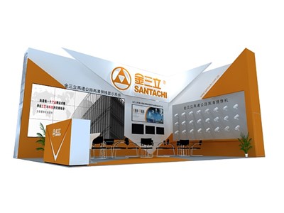 54平米展臺(tái)設(shè)計(jì)制作：二面開(kāi)口/前衛(wèi)/木質(zhì)結(jié)構(gòu)/橙色，為安防展展商而作（免費(fèi)使用）
