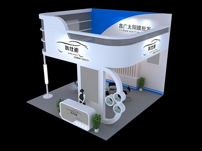 36平米展臺(tái)設(shè)計(jì)制作：三面開(kāi)口/現(xiàn)代/木質(zhì)結(jié)構(gòu)/白色，為汽配展展商而作（免費(fèi)使用）