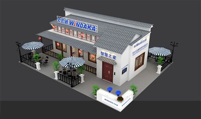 180平米展臺設(shè)計制作：四面開口/中式/木質(zhì)結(jié)構(gòu)/灰色，為安防展展商而作（免費使用）