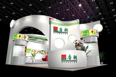 63平米展臺設計制作：二面開口/現(xiàn)代/木質結構/白色，為食品展展商而作（免費使用）