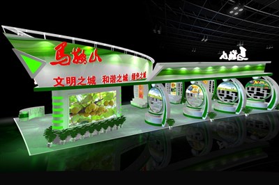 189平米展臺設(shè)計制作：三面開口/現(xiàn)代/木質(zhì)結(jié)構(gòu)/綠色，為農(nóng)交會展商而作（免費使用）