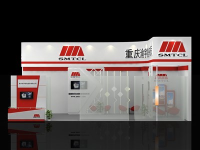 36平米展臺(tái)設(shè)計(jì)制作：二面開口/現(xiàn)代/木質(zhì)結(jié)構(gòu)/紅色，為汽配展展商而作（免費(fèi)使用）