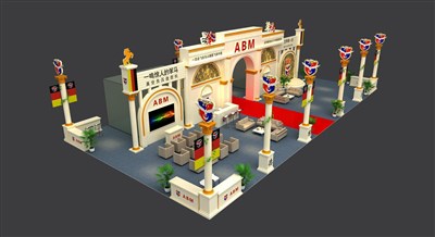 288平米展臺設計制作：四面開口/歐式/木質(zhì)結構/白色，為機械展展商而作（免費使用）