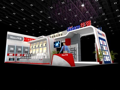 108平米展臺設(shè)計制作：三面開口/現(xiàn)代/木質(zhì)結(jié)構(gòu)/彩色，為家電展展商而作（免費使用）