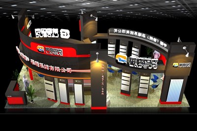 72平米展臺(tái)設(shè)計(jì)制作：四面開(kāi)口/現(xiàn)代/木質(zhì)結(jié)構(gòu)/黑色，為家電展展商而作（免費(fèi)使用）