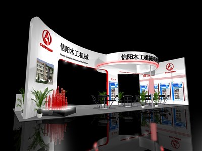 90平米展臺(tái)設(shè)計(jì)制作：三面開口/現(xiàn)代/木質(zhì)結(jié)構(gòu)/白色，為機(jī)械展展商而作（免費(fèi)使用）