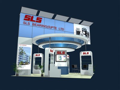36平米展臺設(shè)計制作：四面開口/現(xiàn)代/木質(zhì)結(jié)構(gòu)/藍色，為機械展展商而作（免費使用）