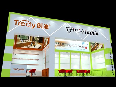 27平米展臺(tái)設(shè)計(jì)制作：一面開口/現(xiàn)代/木質(zhì)結(jié)構(gòu)/彩色，為家電展展商而作（免費(fèi)使用）