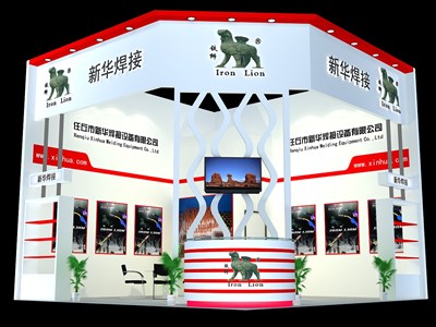 36平米展臺設(shè)計(jì)制作：二面開口/現(xiàn)代/木質(zhì)結(jié)構(gòu)/紅色，為汽配展展商而作（免費(fèi)使用）