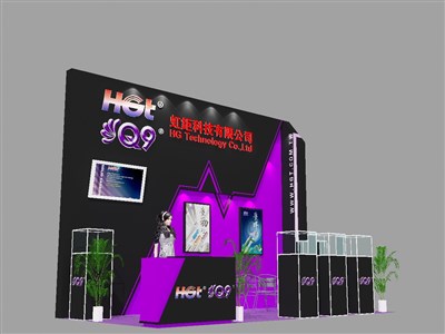 18平米展臺設(shè)計制作：三面開口/前衛(wèi)/木質(zhì)結(jié)構(gòu)/紫色，為汽配展展商而作（免費(fèi)使用）