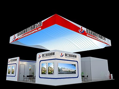 180平米展臺設計制作：二面開口/現(xiàn)代/型材結構/白色，為汽配展展商而作（免費使用）