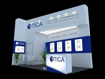 18平米展臺設計制作：二面開口/現(xiàn)代/木質結構/藍色，為汽配展展商而作（免費使用）