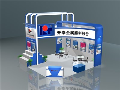36平米展臺(tái)設(shè)計(jì)制作：三面開(kāi)口/現(xiàn)代/木質(zhì)結(jié)構(gòu)/藍(lán)色，為汽配展展商而作（免費(fèi)使用）