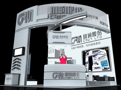 36平米展臺(tái)設(shè)計(jì)制作：三面開(kāi)口/現(xiàn)代/木質(zhì)結(jié)構(gòu)/白色，為汽配展展商而作（免費(fèi)使用）