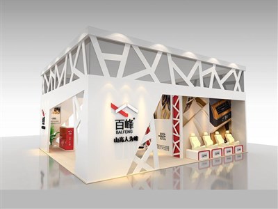 72平米展臺設(shè)計制作：三面開口/前衛(wèi)/木質(zhì)結(jié)構(gòu)/白色，為汽配展展商而作（免費(fèi)使用）