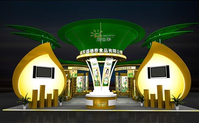144平米展臺設計制作：四面開口/卡通/木質結構/彩色，為茶博會展商而作（免費使用）