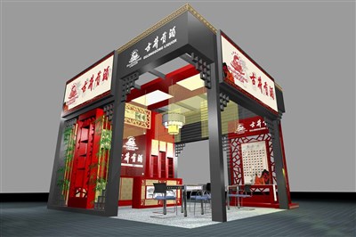 36平米展臺(tái)設(shè)計(jì)制作：三面開口/中式/木質(zhì)結(jié)構(gòu)/灰色，為糖酒展展商而作（免費(fèi)使用）