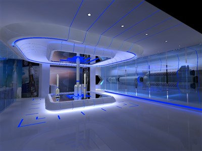 156平米展廳設(shè)計制作：現(xiàn)代/藍色，教育類展廳-航空航天展廳（免費使用）