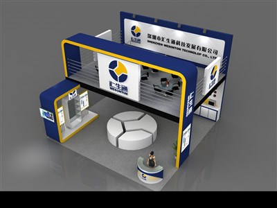 81平米展臺設(shè)計制作：三面開口/前衛(wèi)/木質(zhì)結(jié)構(gòu)/藍色，為電子展展商而作（免費使用）