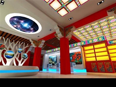 90平米展廳設計制作：現(xiàn)代/紅色，文化類展廳-九寨溝旅游展廳（免費使用）