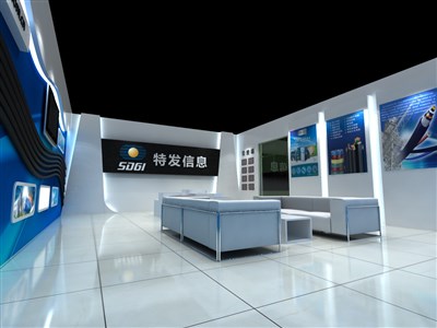58.5平米展廳設(shè)計(jì)制作：前衛(wèi)/綠色，產(chǎn)品類(lèi)展廳-S061特發(fā)信息展廳（免費(fèi)使用）